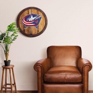 Columbus Blue Jackets: Officially Licensed NHL "Faux" Barrel Top Sign 20.25x20.25 by Fathead | Wood