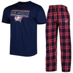 Men's Concepts Sport Navy/Red Columbus Blue Jackets Badge T-Shirt & Pants Sleep Set