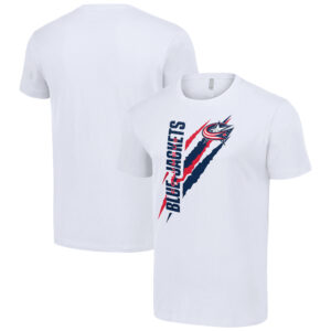 Men's Starter White Columbus Blue Jackets Color Scratch T-Shirt