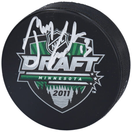 Johnny Gaudreau Columbus Blue Jackets Autographed 2011 NHL Draft Logo Hockey Puck